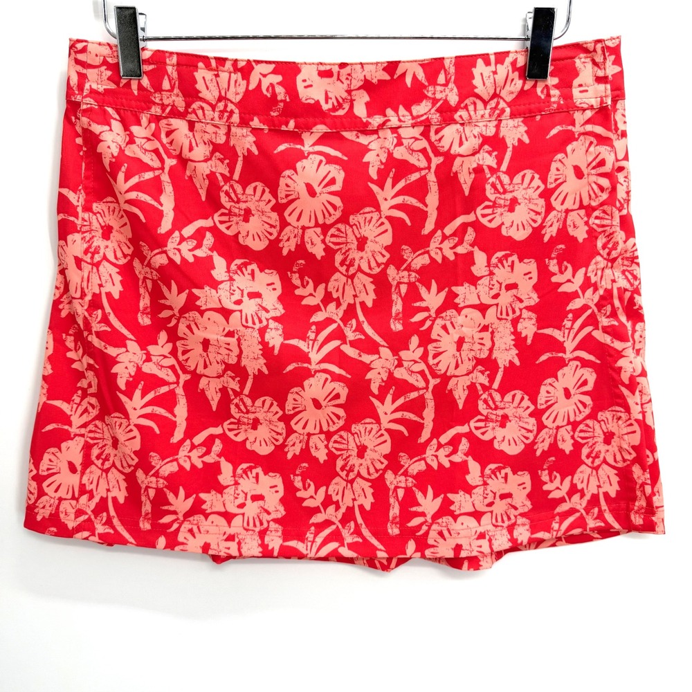 RipSkirt Hawaii Length 1 Hibiscus Floral Wrap Skirt Size M Red Quick Dry